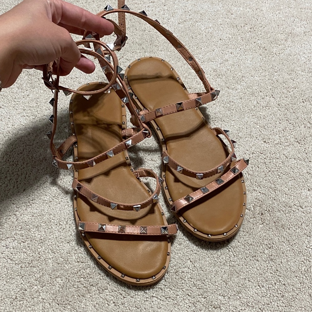 Nicole Miller Tan Studded Sandals